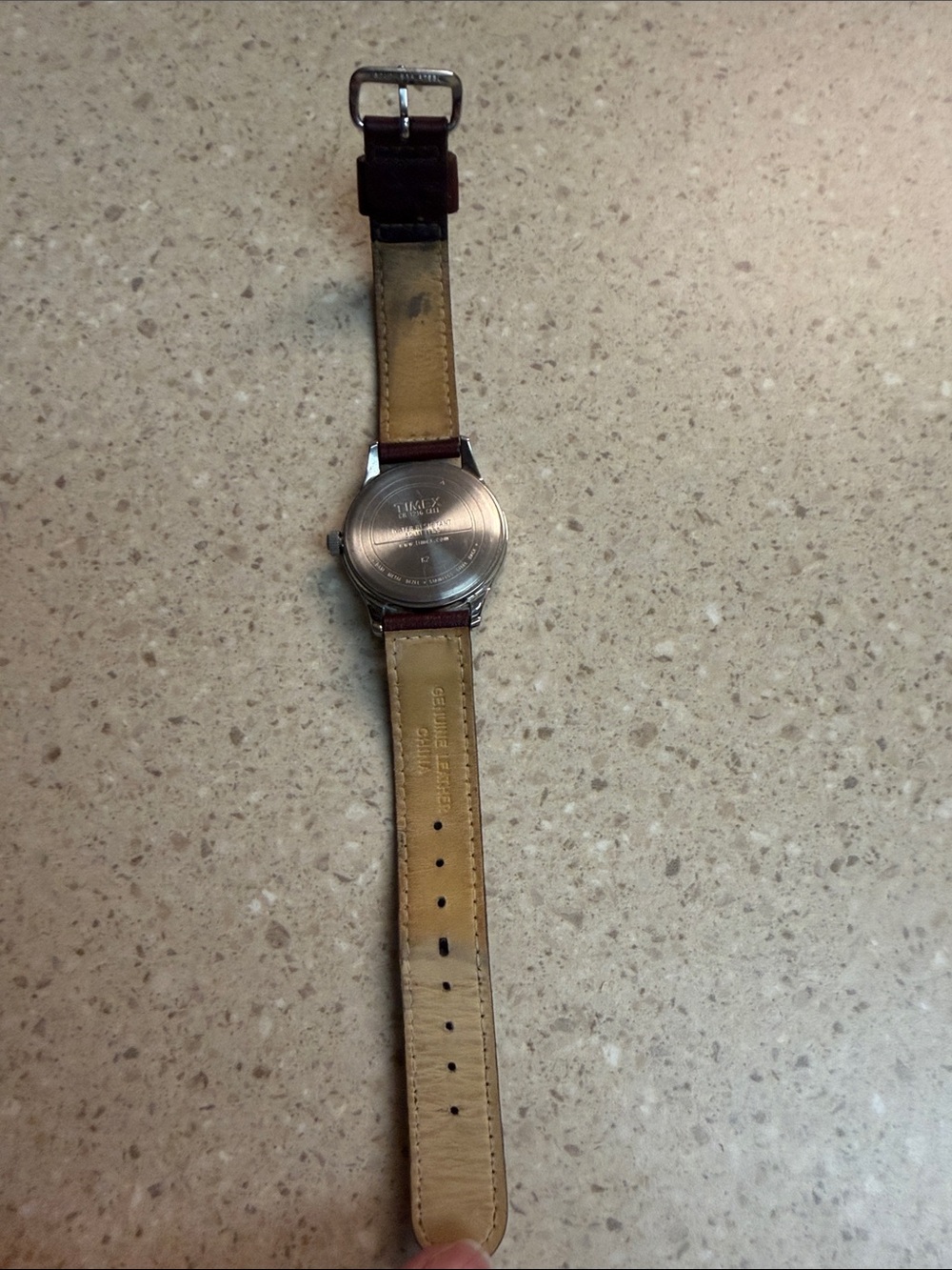Timex Silver Case Watch with White Dial and Brown Leather Strap - Picture 3 of 3
